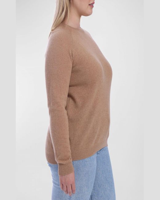 Minnie Rose Brown Plus Size Cashmere Crewneck Sweater
