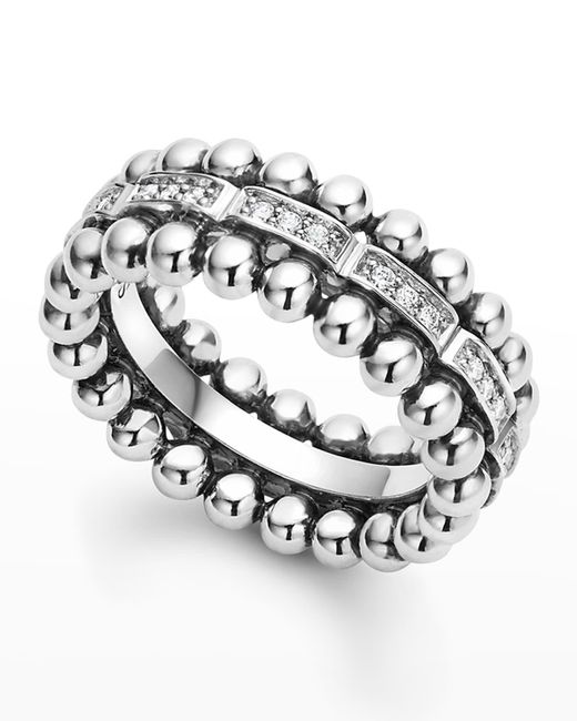 Lagos Metallic Caviar Spark Diamond Classic Band Ring, Size 6-8