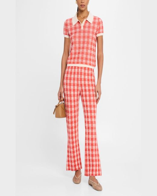 Guest In Residence Red Gingham Flare Pants