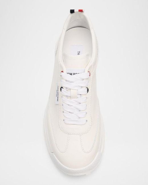 Thom Browne White Soft Tech Leather Runner Sneakers