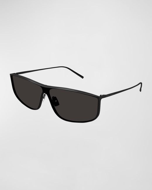 Saint Laurent Black Sl 605 Metal Rectangle Sunglasses for men