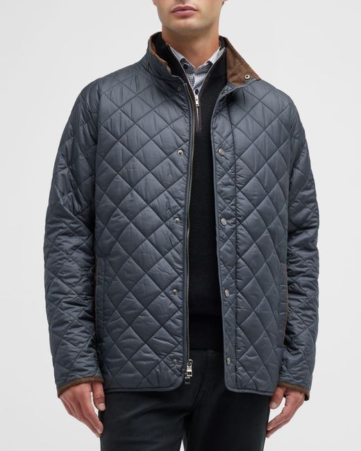 Peter Millar Gray Suffolk Quilted Travel Coat for men