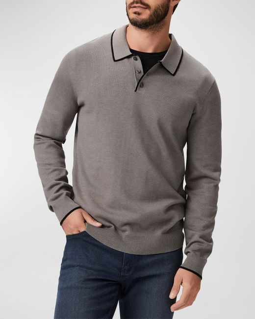 PAIGE Dobson Knit Polo Sweater in Gray for Men Lyst
