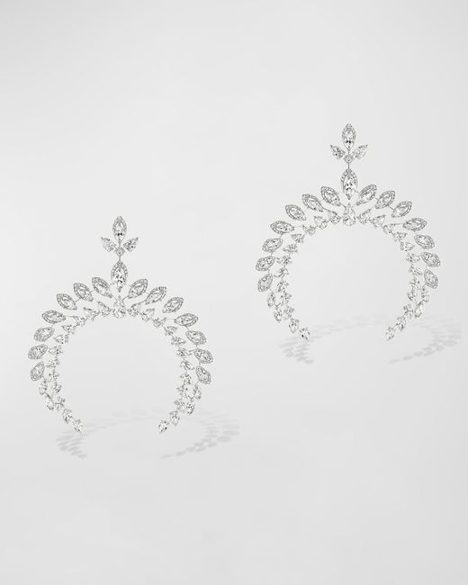 Messika Desert Bloom 18k White Gold Diamond Crescent Earrings