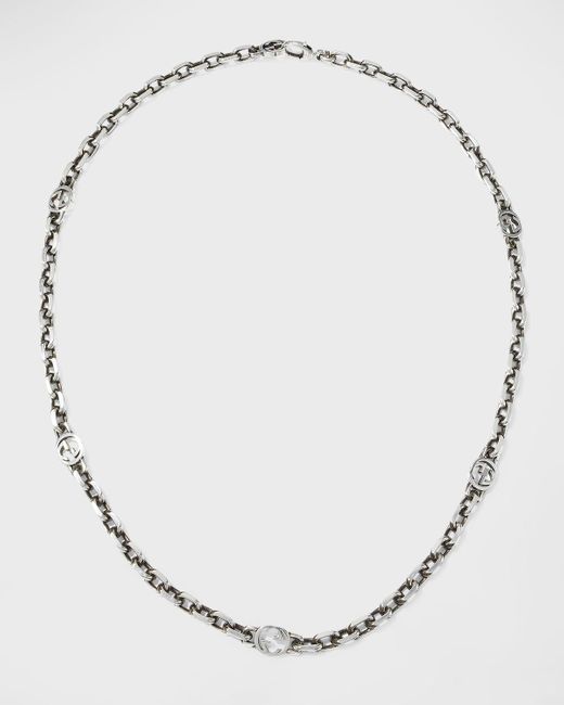 Gucci Metallic Sterling Silver Interlocking G Necklace