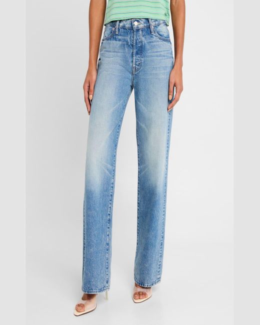 Mother Blue The Dodger Button Sneak Jeans