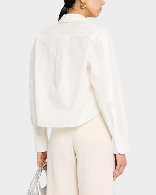 A.L.C. White Maude Cropped Button-Front Top