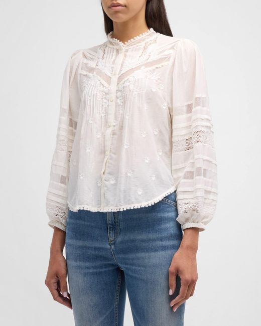 Dorothee Schumacher White Stunning Dream Floral-Embroidered Blouse