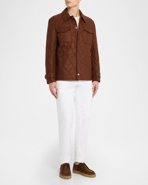 Isaia Brown Apos;S Quilted Wool-Blend Jacket for men