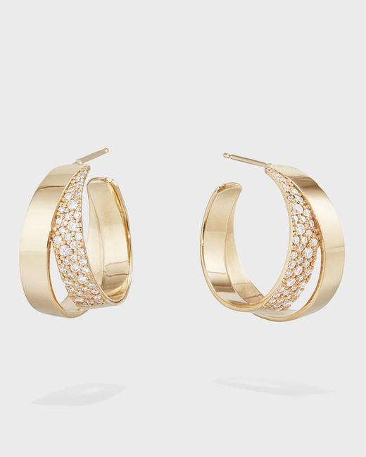 Lana Jewelry Metallic 14k Flawless Double Vanity Hoop Earrings W/ Diamonds, 20mm