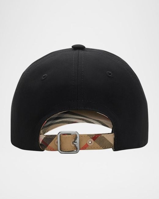 Burberry Black Apos;S Check-Strap Ekd Baseball Cap for men