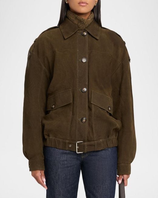 IRO Green Barrie Suede Belted Jacket