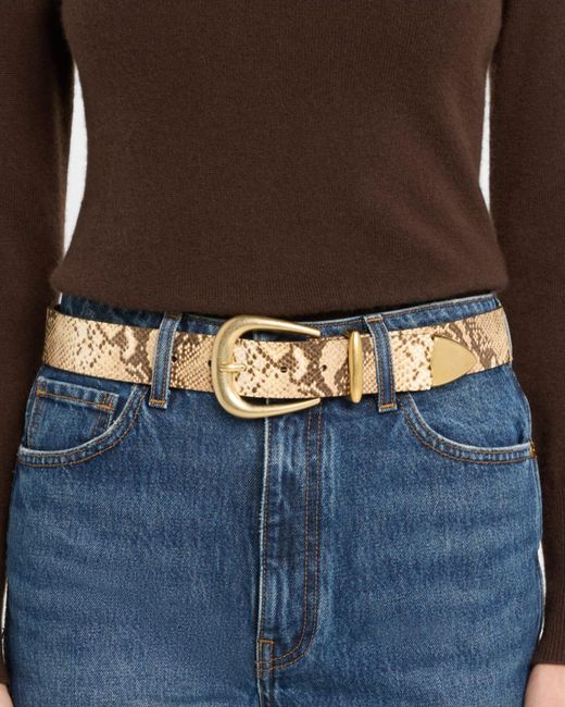 Streets Ahead June Snake-Print Leather Belt in Natural | Lyst display picture 1