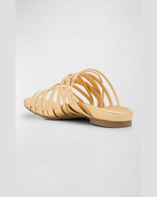 Pedro Garcia Bety Metallic Strappy Slide Sandals