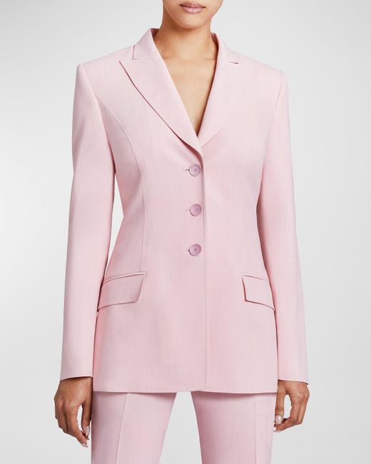 Santorelli Pink Freya Single-Breasted Twill Jacket