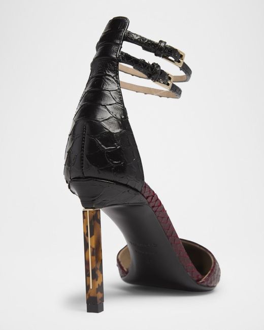 Tom Ford Multicolor Python Stamped Leather Double Ankle Strap Pumps