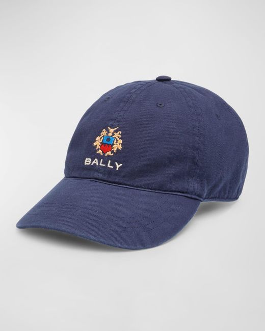 Bally Blue Embroidered Logo Crest Baseball Cap for men