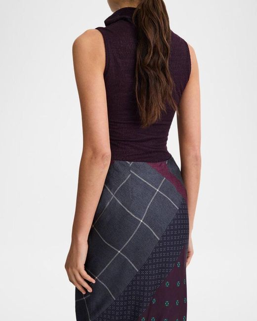 Smythe Purple Cowl-Neck Knit Shell