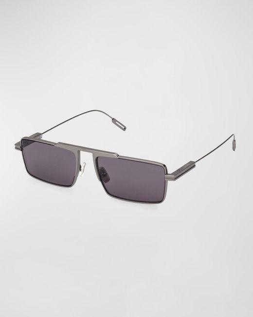 Zegna Metallic Ez0233 Metal Rectangle Sunglasses for men