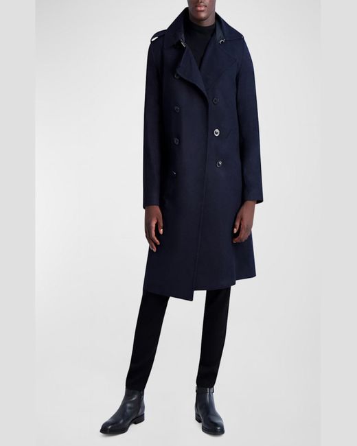 Karl Lagerfeld Blue Wool Trench Coat for men