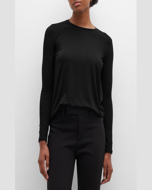 Majestic Filatures Red Soft Touch Pleated Crewneck Pullover