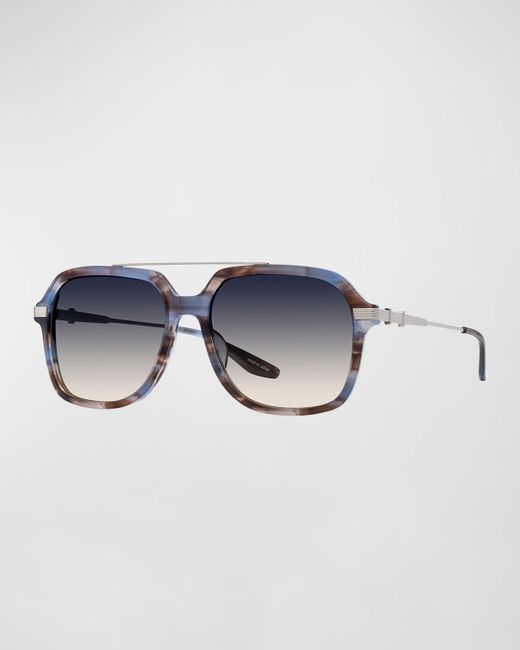 Barton Perreira Blue D. Ellis Zyl & Titanium Aviator Sunglasses