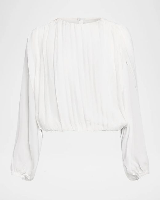 Jonathan Simkhai White Frida Pleated Blouse