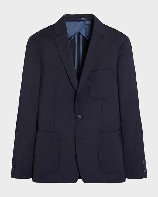 Bugatchi Blue Apos;S Solid Wool Two-Button Blazer for men