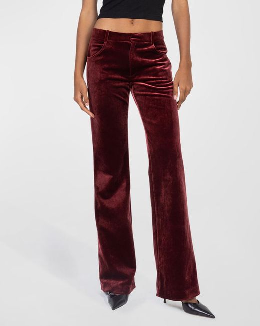 Ronny Kobo Maura Wide-leg Velvet Pants in Red | Lyst