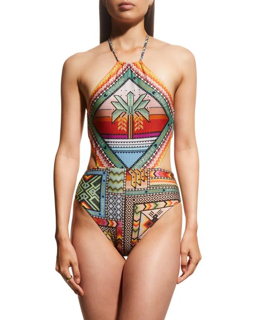 FARM Rio Banana Scarves Halter One piece Swimsuit Lyst