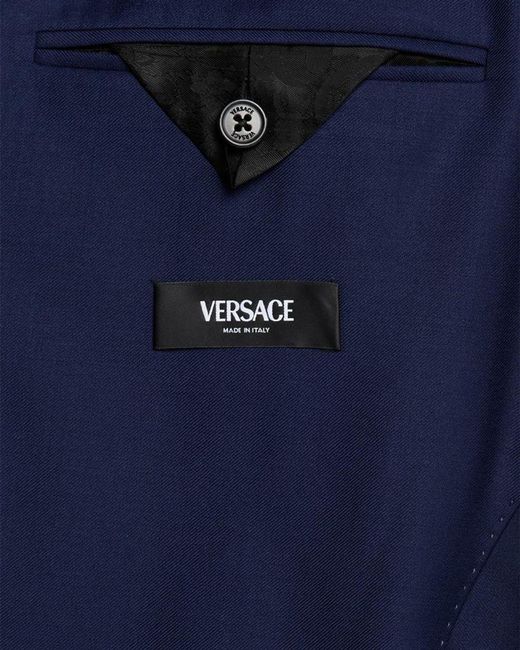 Versace Blue Apos;S Wool Single-Breasted Blazer for men