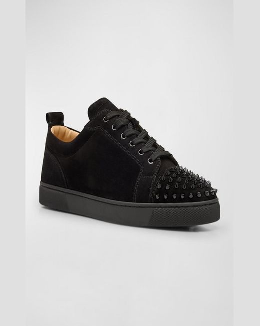 Christian Louboutin Black Louis Junior Spikes Leather Low-Top Sneakers for men
