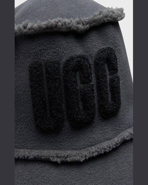 Ugg Black Logo Fleece Bucket Hat