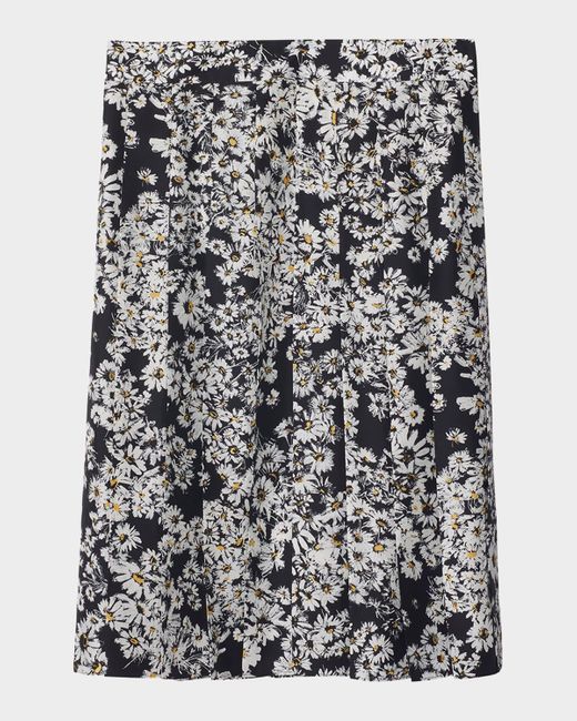 Burberry Multicolor Flower Print Midi Silk Skirt