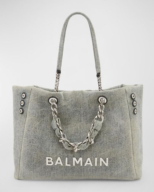 Balmain Gray 1945 Soft Cabas Tote Bag