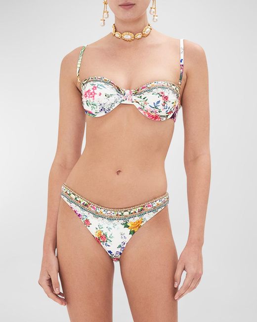 Camilla Multicolor Plumes And Parterres Ruched Underwire Bikini Top
