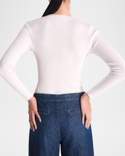 Twp White Ribbed Wool Pullover