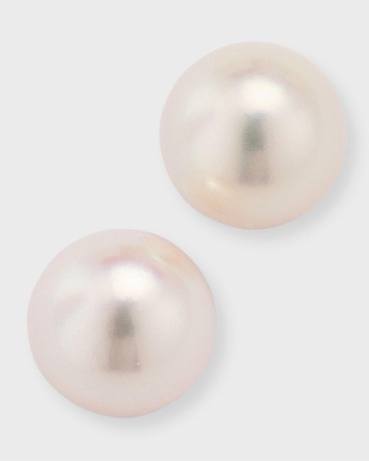 Assael Akoya Cultured 9mm 18k White Gold Pearl Stud Earrings