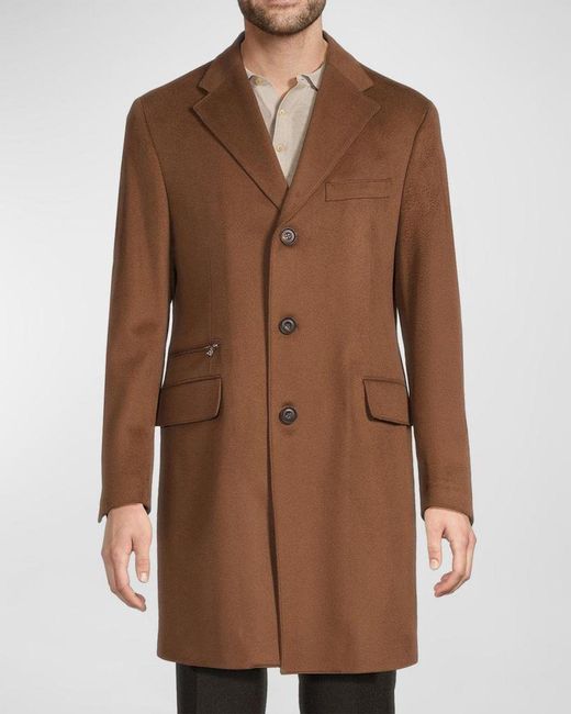 Corneliani Brown Apos;S Virgin Wool Single-Breasted Top Coat With Zip Insert for men