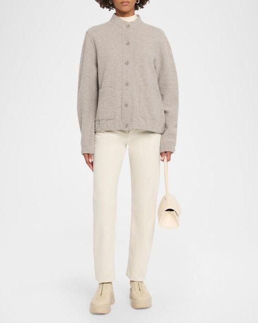 Eileen Fisher Natural Button-Front Boiled Wool Jacket