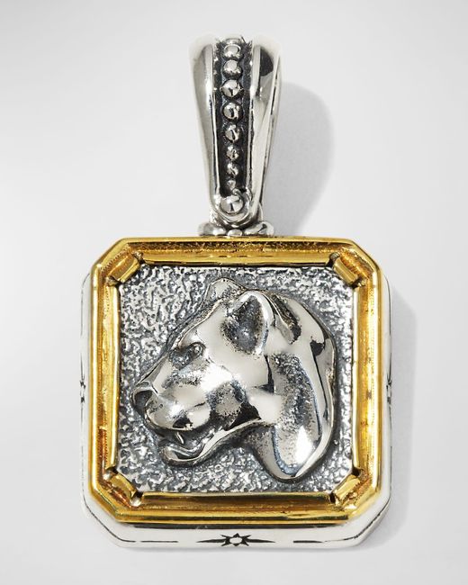 Konstantino Metallic Sterling Silver & Bronze Panther Pendant for men