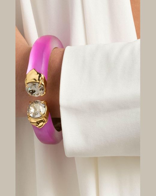 Alexis Pink Bonbon Crystal Lucite Hinge Bracelet