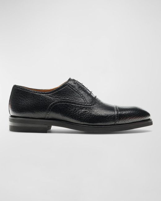 Magnanni Shoes Black Ica Brogue Peccary Leather Oxfords for men