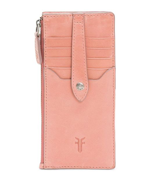 Frye Pink Melissa Zip Leather Card Wallet