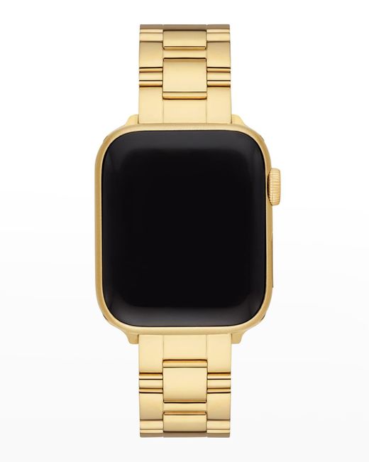 Michele Blue Apple Watch 3-link Bracelet Strap In Gold-tone