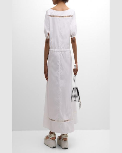 Chloé White X High Summer Poplin Maxi Dress With Netted Detailing