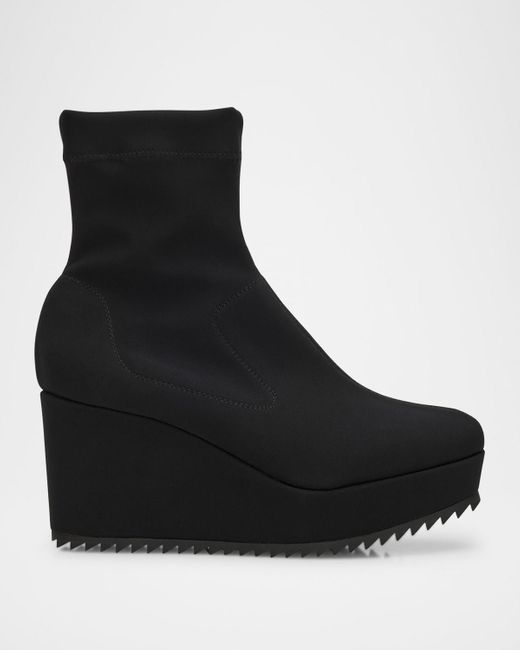 Pedro Garcia Black Urbana Stretch Nylon Wedge Ankle Booties