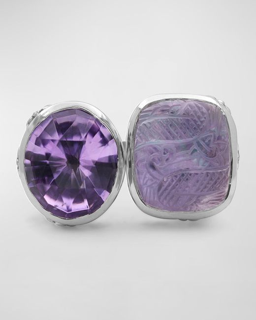 Stephen Dweck Purple Amethyst Mother-of-pearl Open And Close Ring, Size 7-8