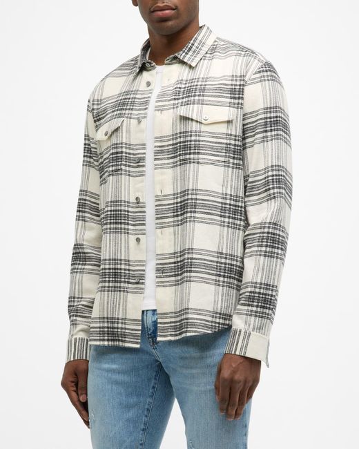 FRAME Gray Two-tone Plaid Overshirt for men