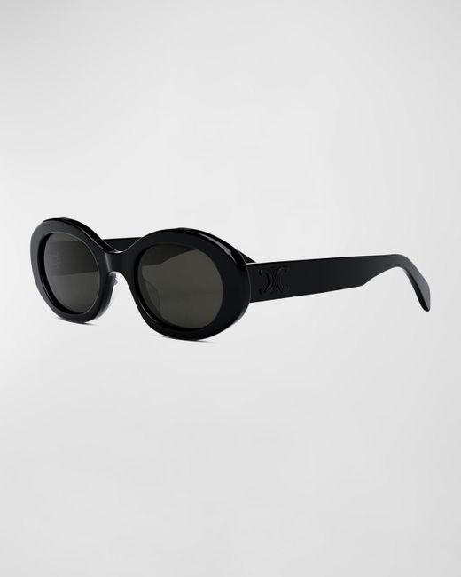 Céline Black Triomphe Logo Oval Acetate Sunglasses